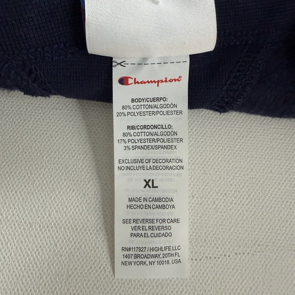 Champion Women's Short Sleeve Fleece Top - Navy Blue XL - Picture 11 of 11